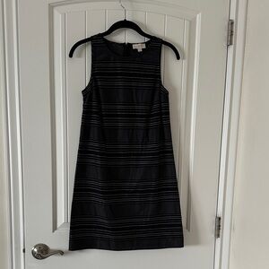 LOFT Black Striped Sleeveless Mini Dress